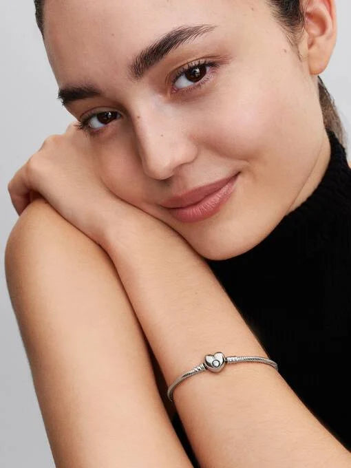 Moments Heart & Snake Chain Bracelet Sterling silver 590719-17