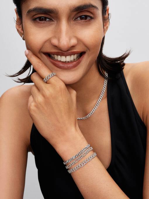 Pavé Cuban Chain Necklace Sterling Silver 393161C01-45