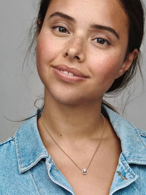 Sparkling Round Halo Pendant Collier Necklace 361174C01