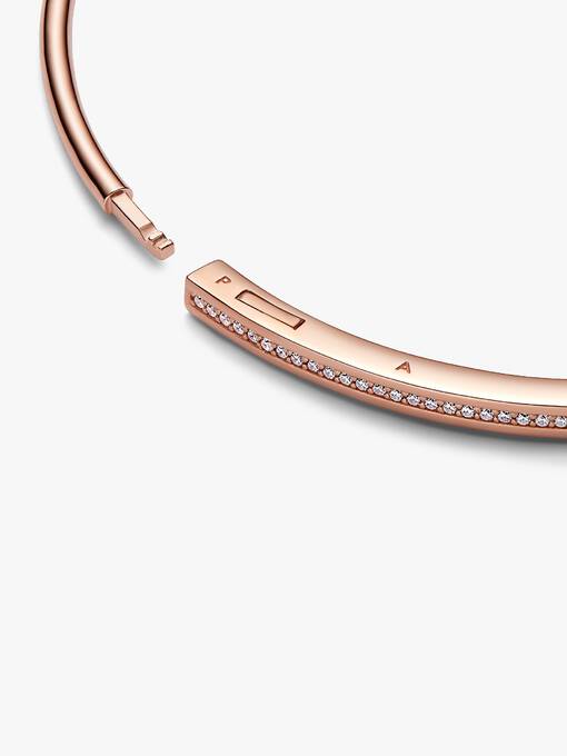 Pandora Signature I-D Pavé Bangle 14k rose gold plating 582313C01-18