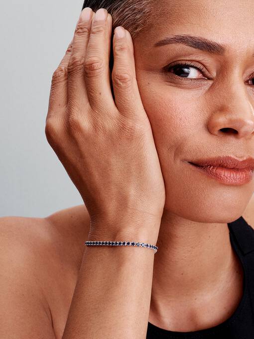 Sparkling Blue Tennis Bracelet Sterling silver 591469C02-18