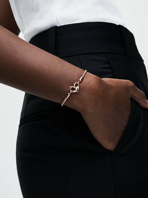 Pandora Moments Studded Chain Bracelet 14k rose gold plating 582731C00-17