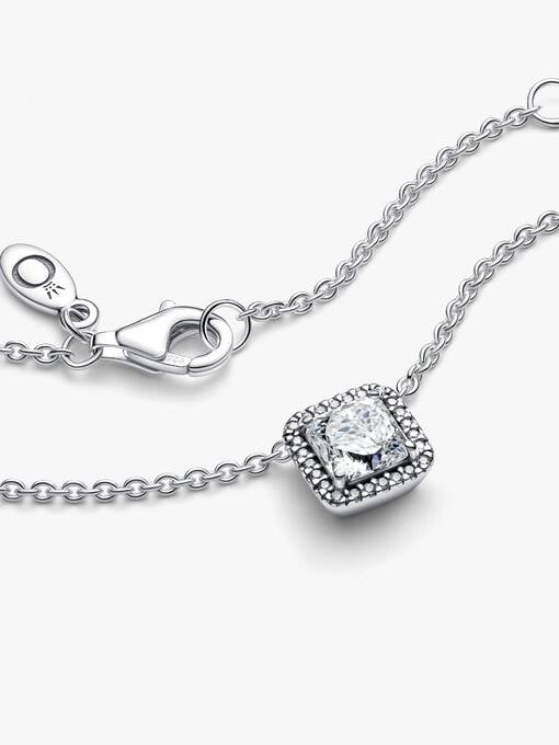 Square Sparkle Halo Necklace Sterling silver 396241CZ-45