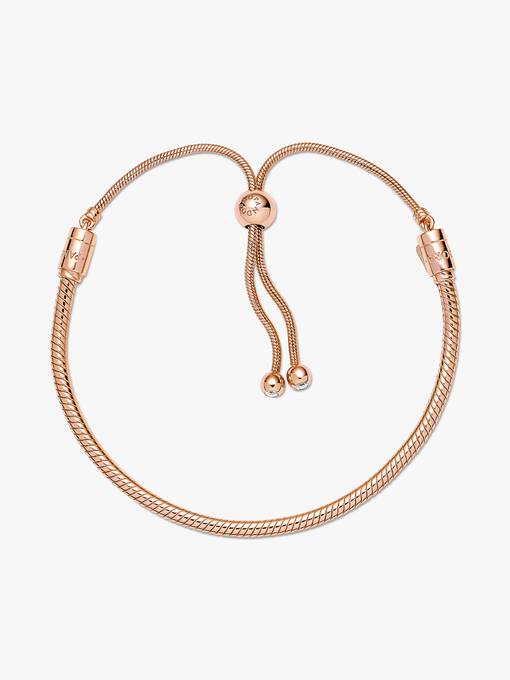 Pandora Moments Snake Chain Slider Bracelet 14k rose gold plating 589652C01