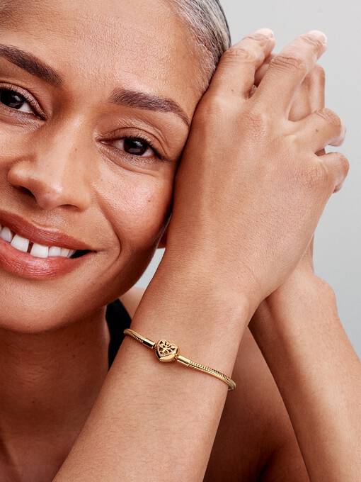 Family Tree Heart Clasp Snake Chain Bracelet 563516C01-16